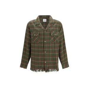 Found Men Raw-Cut Fringe Plaid Shirt